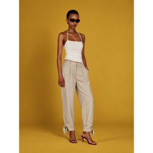 Reformation Linen Pants Size 2 Beige Oatmeal Ankle Tie 100% Linen